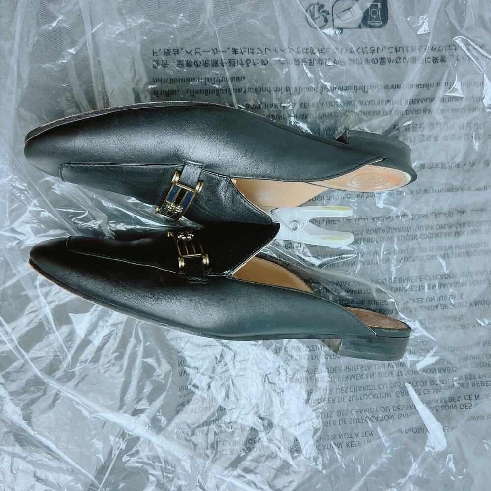 Tory Burch Logo Black Leather Mules in Size 7.5 - Picture 3 of 8